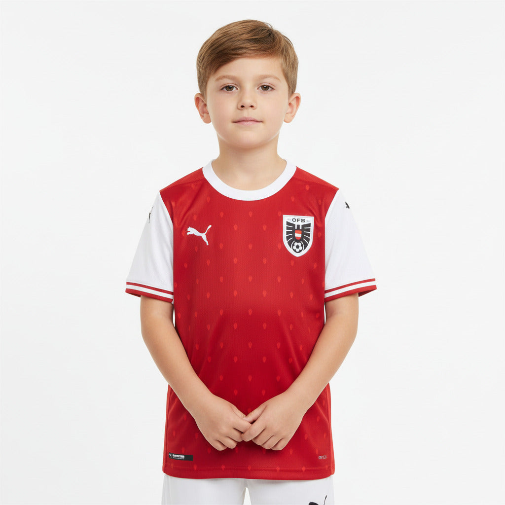 Österreich ÖFB Heimtrikot 2020/21 von Puma – rotes Herren Fußballtrikot mit eingesticktem Wappen