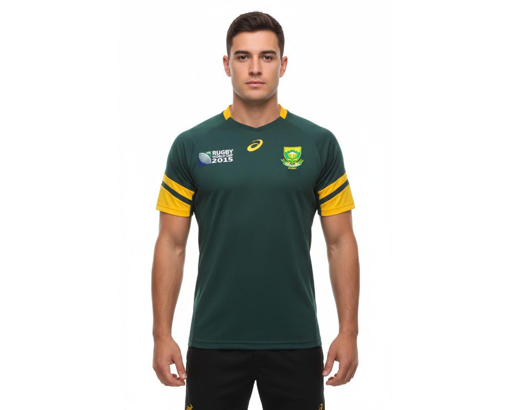 Südafrika Rugby Trikot Asics Springboks Herren Original WM Trikot grün gold eingestickt, Angebot günstig kaufen.