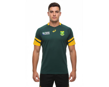 Südafrika Rugby Trikot Asics Springboks Herren Original WM Trikot grün gold eingestickt, Angebot günstig kaufen.