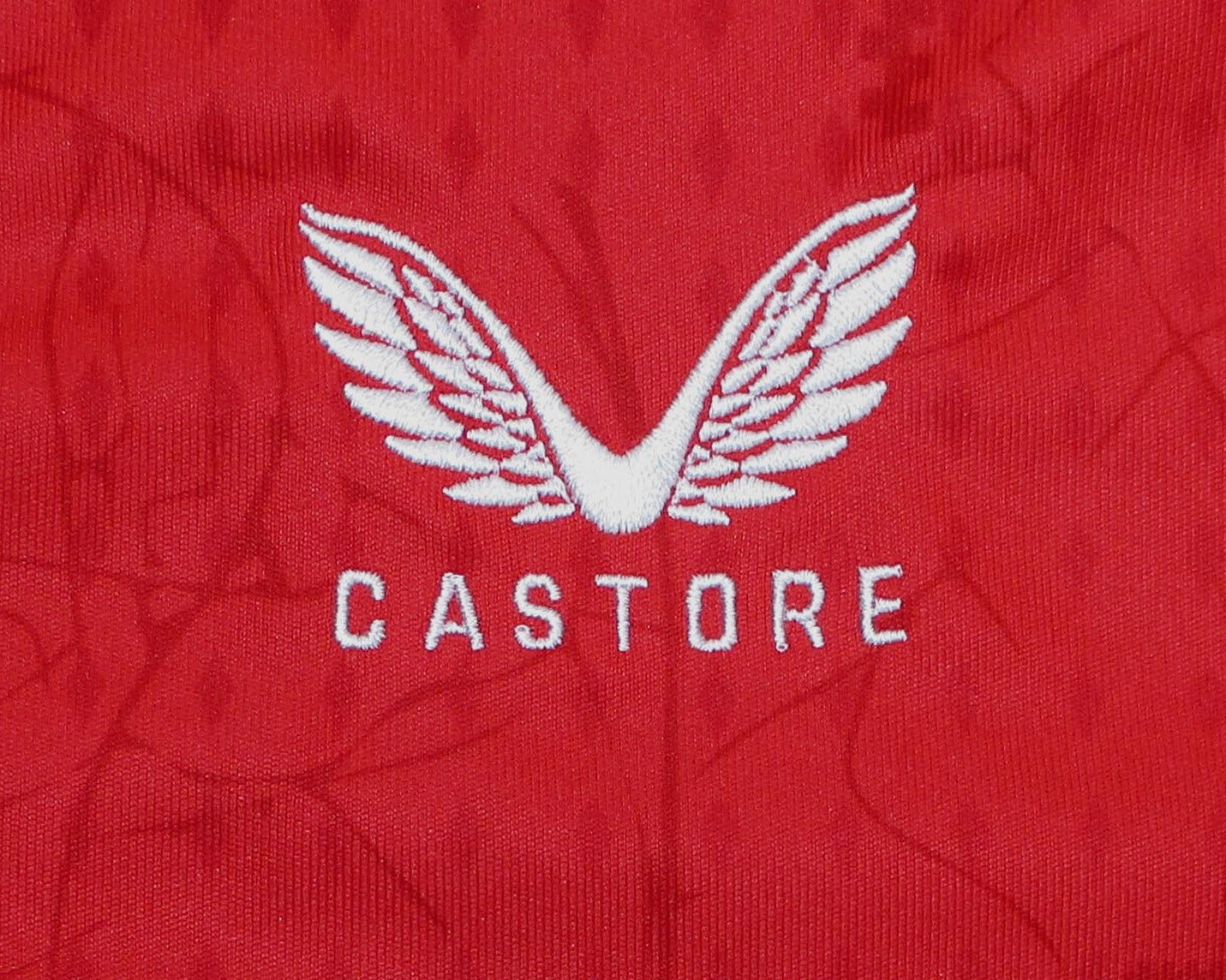 TSV Bayer Leverkusen Trikot Home 2024/25 von Castore. Offizielles Fußballtrikot in Herrengröße. Detailansicht Castore Logo.