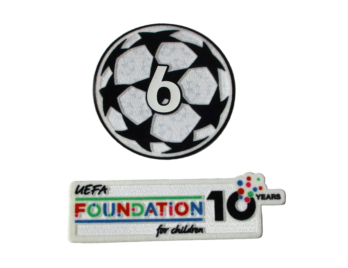 Offizieller UEFA Champions League Logo Flock Ärmelpatch UEFA Foundation Set Saison 2025/26 von Sporting ID. Badge of Honour für Bayern München Trikots.