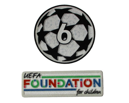 Offizieller UEFA Champions League Logo Flock Ärmelpatch UEFA Foundation Set Saison 2024/25 und 2026/27 von Sporting ID. Badge of Honour für Bayern München Trikots.