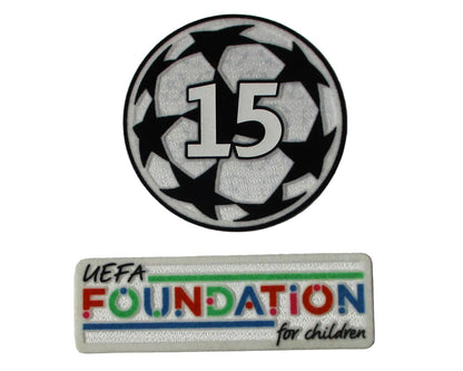 Offizieller UEFA Champions League Logo Flock Ärmelpatch UEFA Foundation Set Saison 2024/25 und 2026/27 von Sporting ID. Badge of Honour für Real Madrid Trikots.