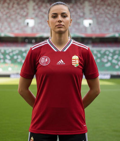 Ungarn Nationalmannschaft Trikot 2021 von Adidas. Offizielles Fußballtrikot in Damengröße. Stadionbild.