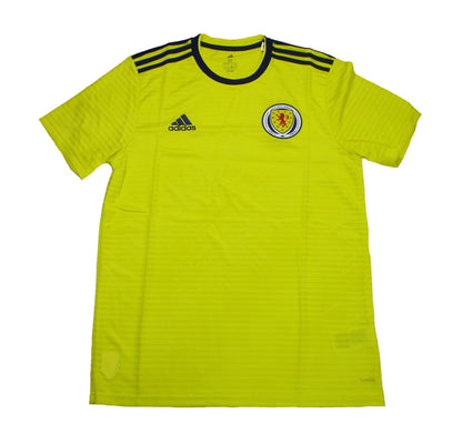 Vorderansicht des gelben Schottland Away TRikot aus der Saison 2018/19 von Adidas . Dieses Bravehearts Trikot als  reduziertes Angebot günstig kaufen.